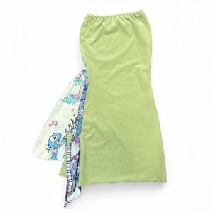 Sage Green Vintage Asymmetrical Lime Skirt